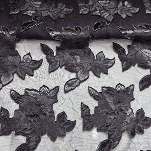 VTG Cejon Accessories Inc Sheer Black Floral Jacquard Chiffon Wrap 20"x70" Scarf